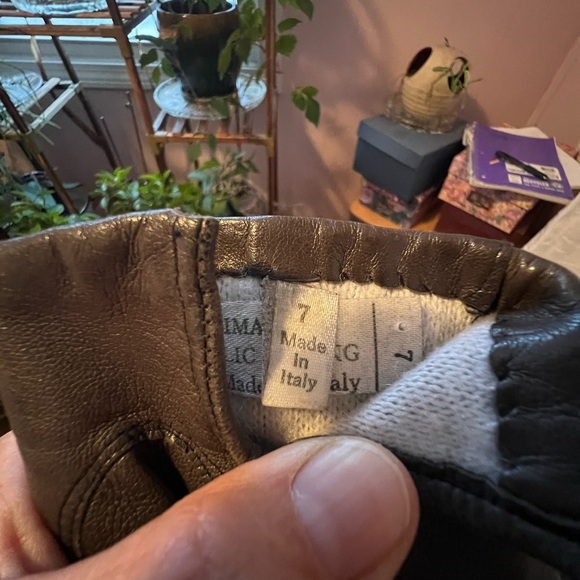 Italian Women's Soft Italian Leather Driving Gloves Sz 7 Slate Gray, Lined - Picture 3 of 4